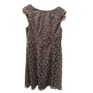Adrianna Papel Midi Cocktail Dress Floral Lace Brown Womens Size 12